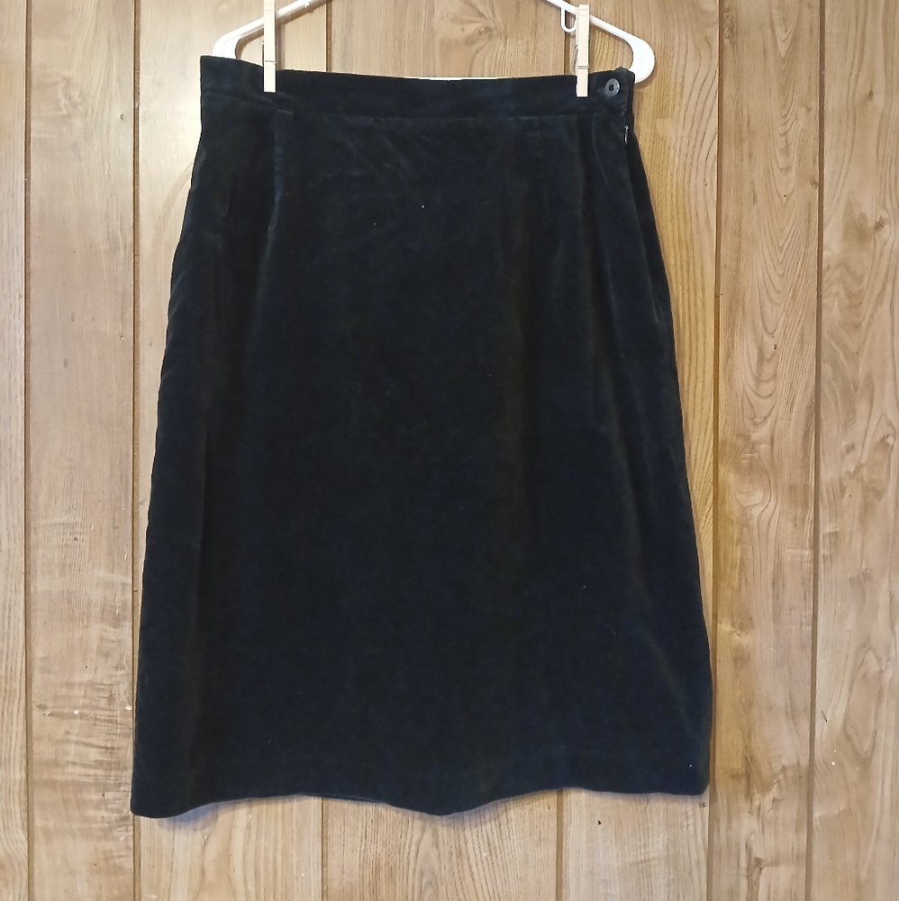 Vintage Velvet Black Midi Skirt Tan Jay Womens size Medium